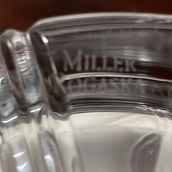 Signed Miller Rogaska Crystal Ice Bucket “Deco” Pattern w/ Handle, Disco… - Picture 11 of 11